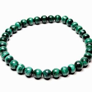 💕2/$30 AAA Malachite Bracelet 6.75" 6mm Beads Natural Congolese Malachite